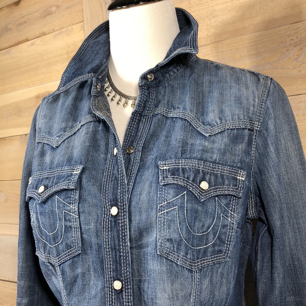 True Religion Stonewashed Denim Button Down